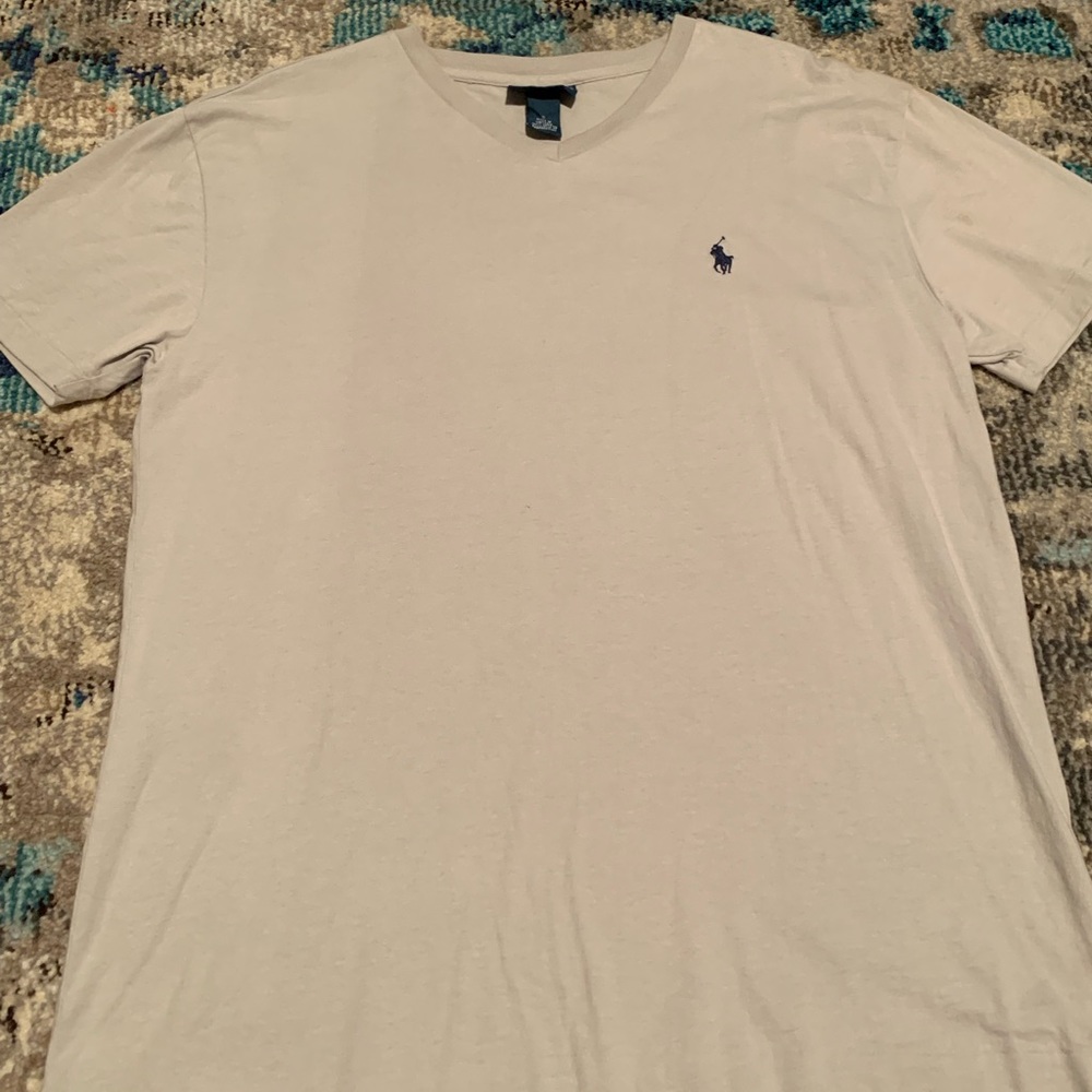 Mens beige Ralph Lauren polo v neck
